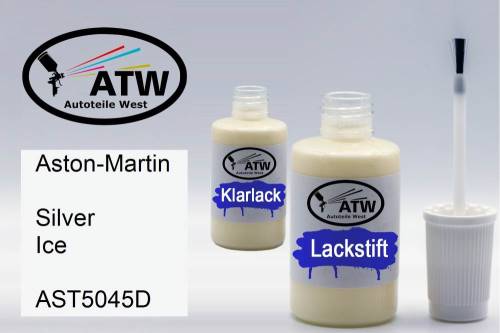 Aston-Martin, Silver Ice, AST5045D: 20ml Lackstift + 20ml Klarlack - Set, von ATW Autoteile West.